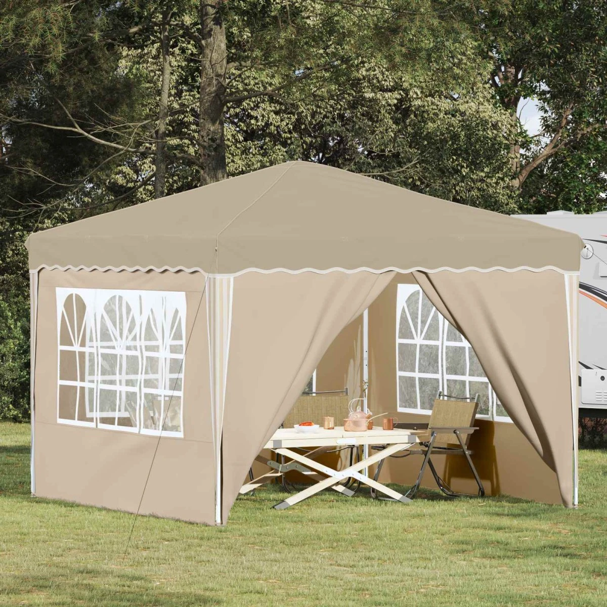 vidaXL Pop-up Festtelt 288 x 288 x 245 cm - Cremefarvet Oxford