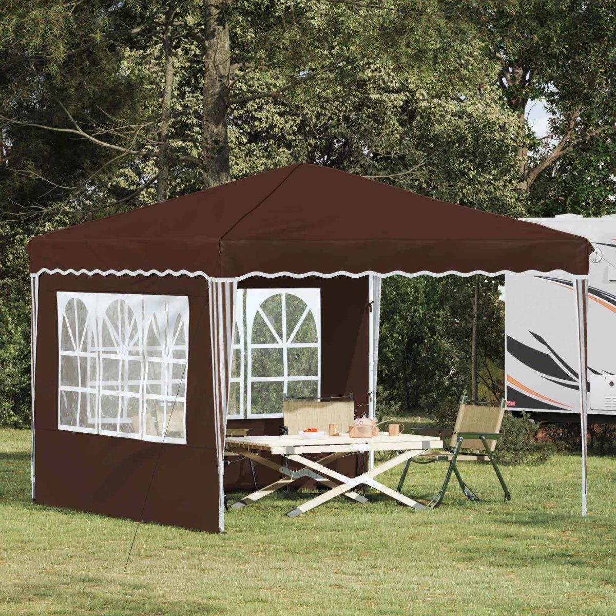 vidaXL Pop-up Festtelt 288 x 288 x 245 cm - Brun Oxford