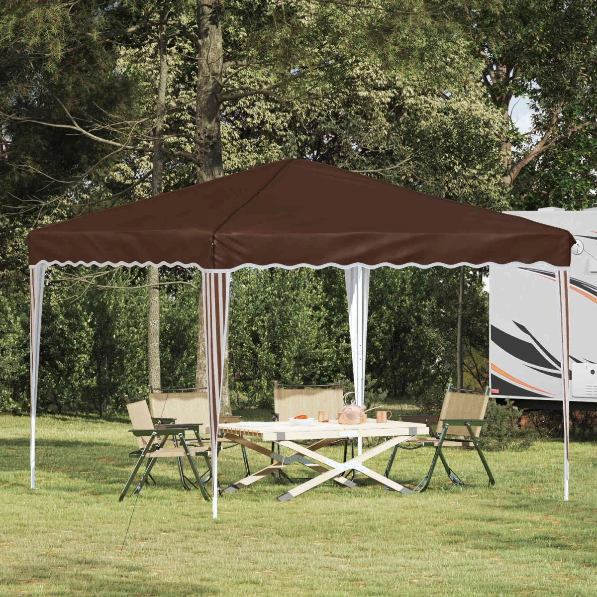 vidaXL Pop-up Festtelt 288 x 288 x 245 cm - Brun Oxford