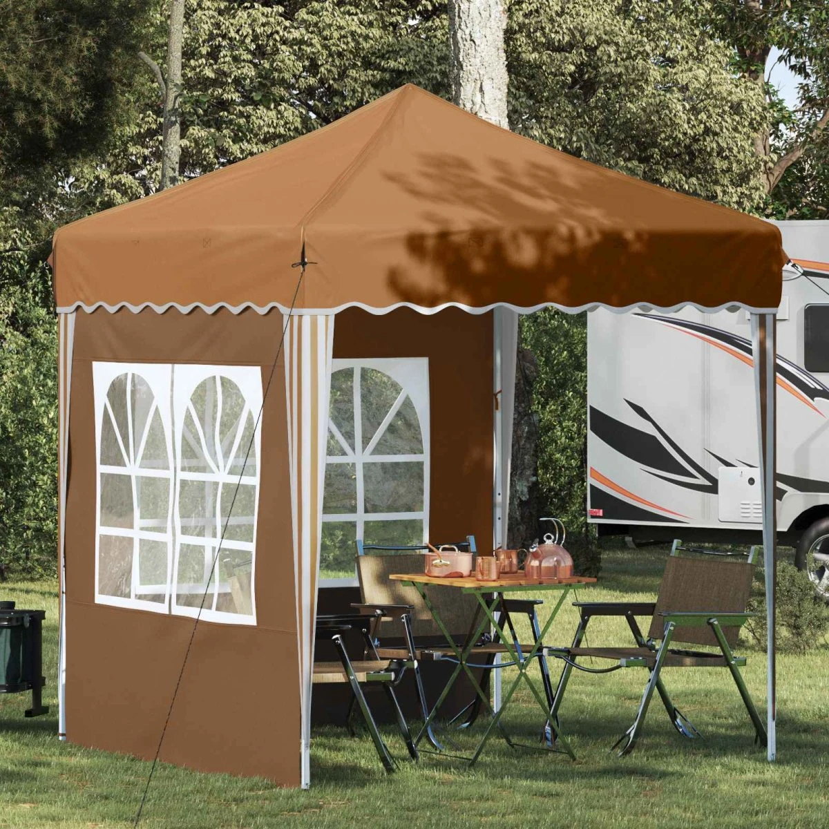 vidaXL Pop-up Festtelt 195x195x245 cm - Beige Oxfordstof