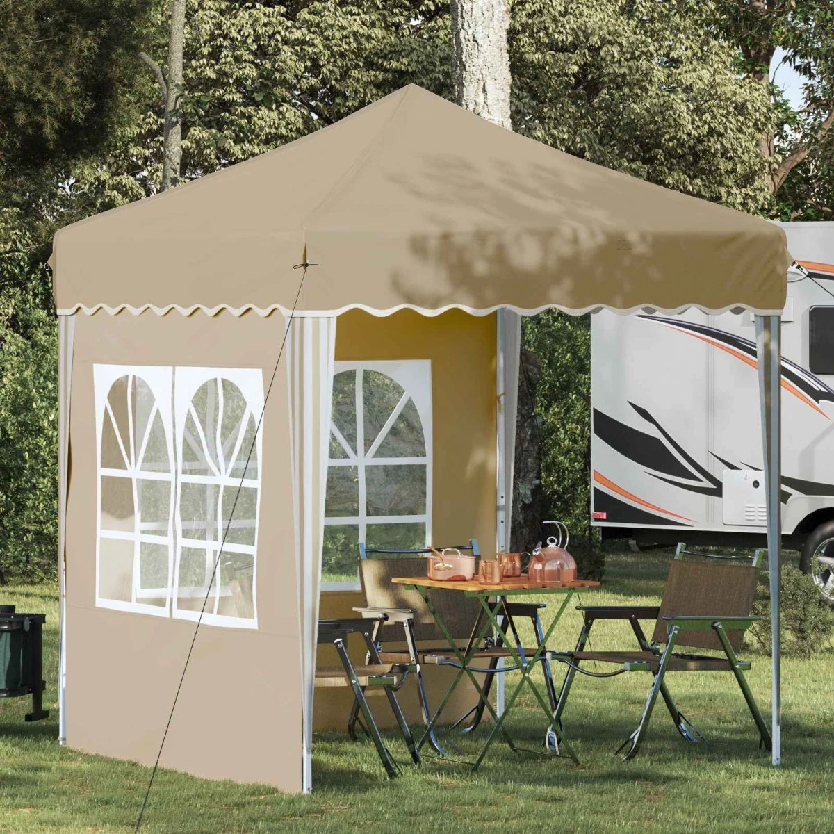 vidaXL Pop-up Festtelt 195 x 195 x 245 cm - Cremefarvet Oxfordstof