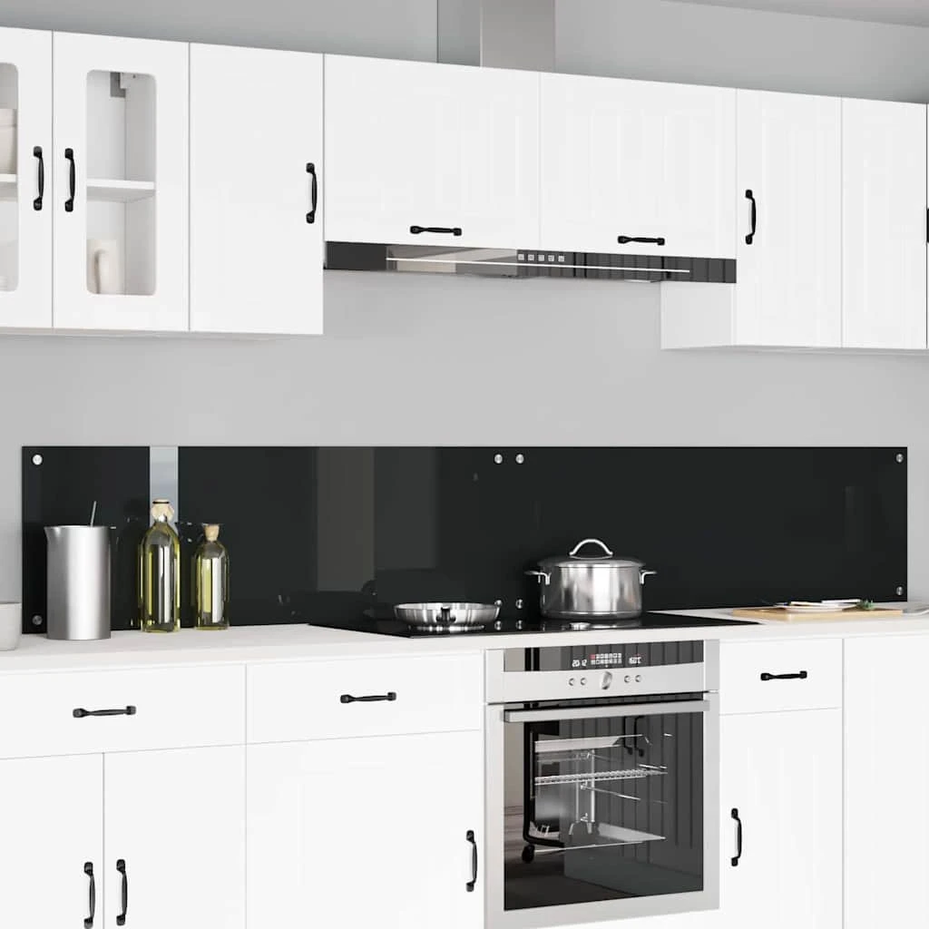 vidaXL Køkkenbacksplash 2 stk. Sort 120 x 40 cm Hærdet Glas