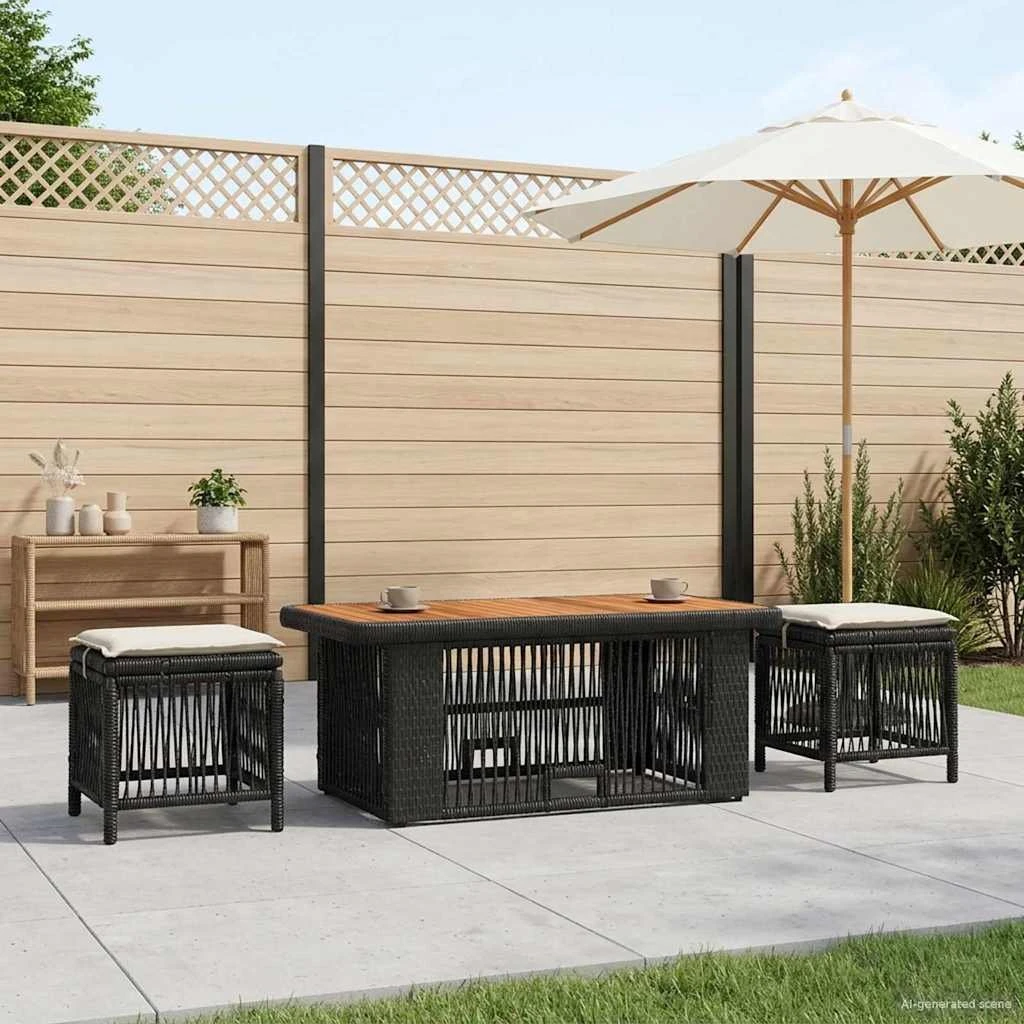 vidaXL Have Spisebordssæt 4 stk. Sort og Cream Polyrattan