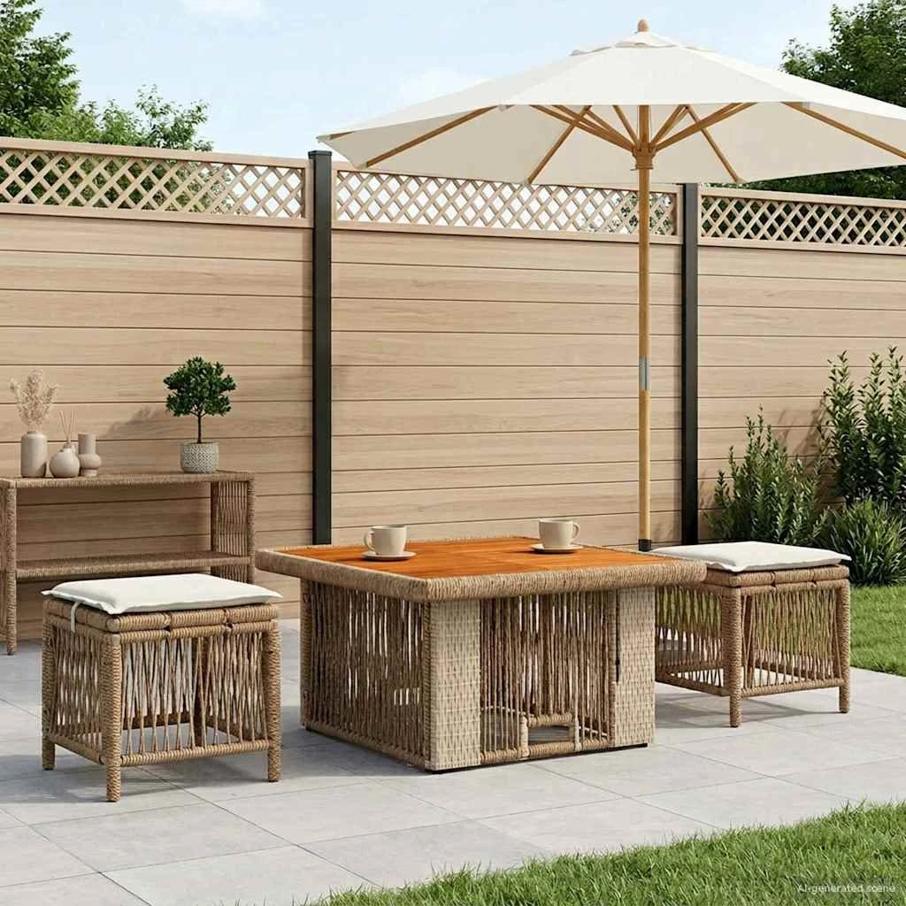 vidaXL Have Spisebordssæt 3 stk. Beige/Creme Polyrattan