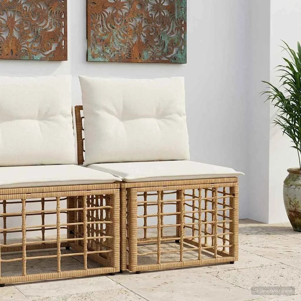 vidaXL Modulær udendørs sofa i naturfarvet polyrattan
