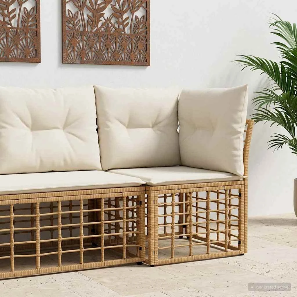 vidaXL Modulært hjørnesofaelement i naturfarvet polyrattan
