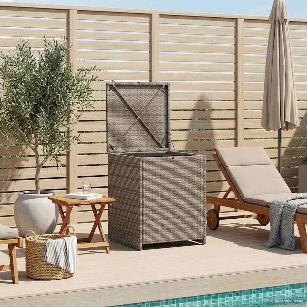 vidaXL Pudekasse i polyrattan, 55 x 55 x 69 cm