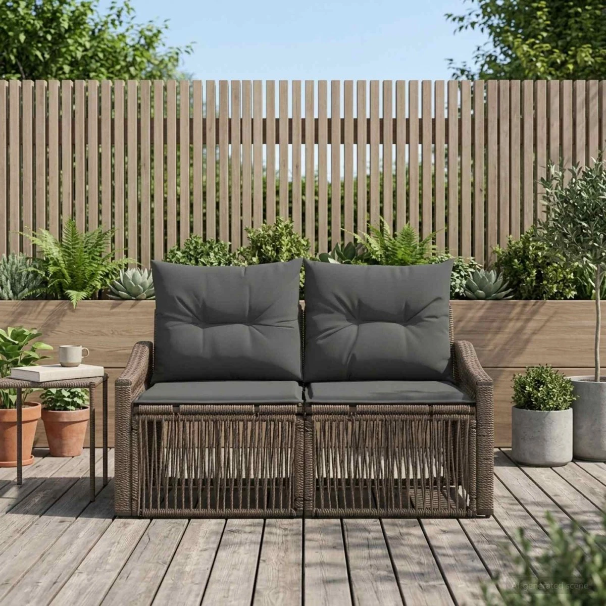 vidaXL Havemøbelsofa 2-personers i grå polyrattan