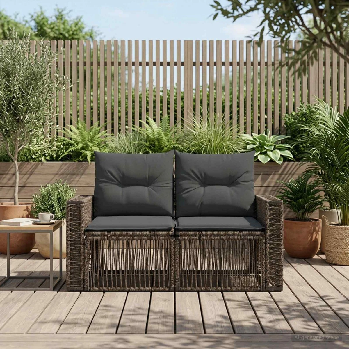 vidaXL Havesofa 2-personers i grå polyrattan