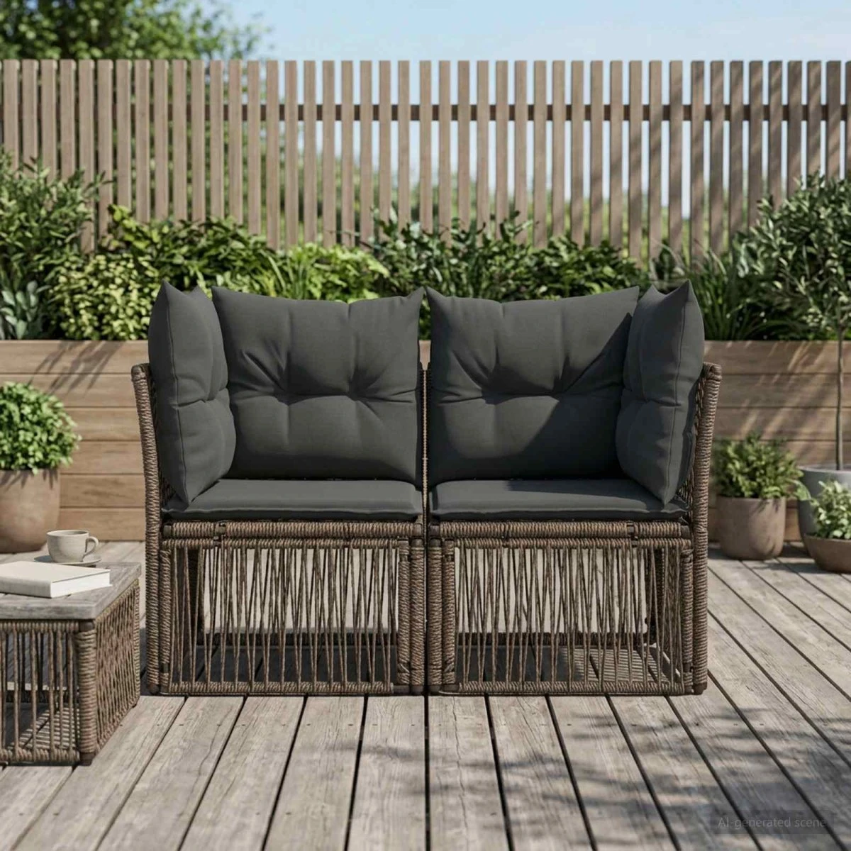 vidaXL Havesofa 2-personers i grå polyrattan