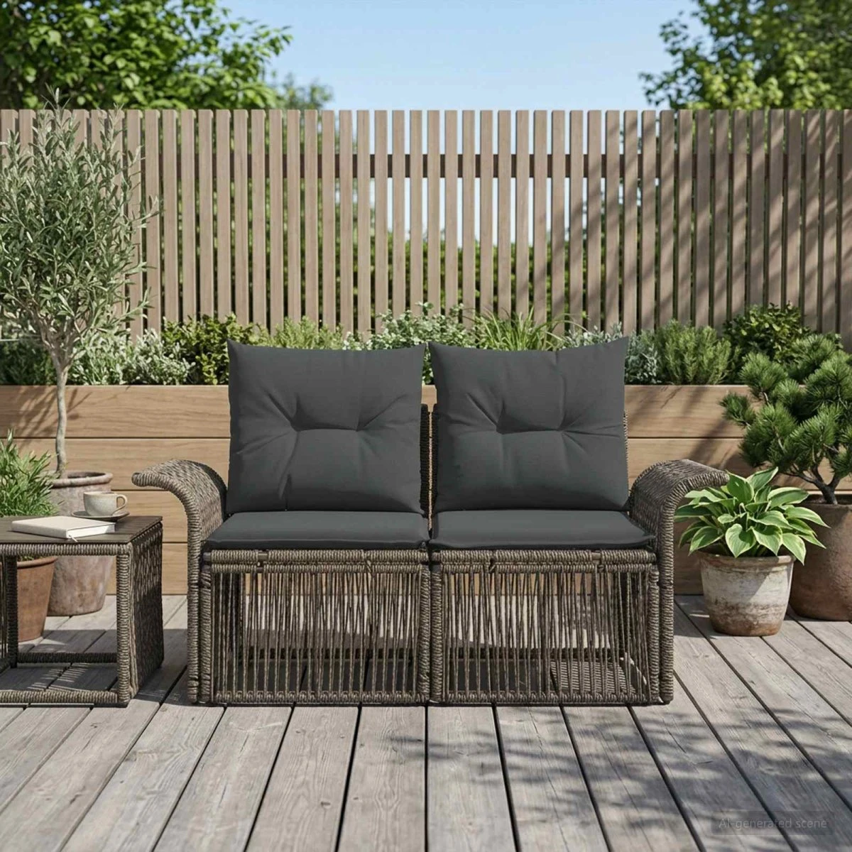 vidaXL Havesofa 2-personers i grå polyrattan