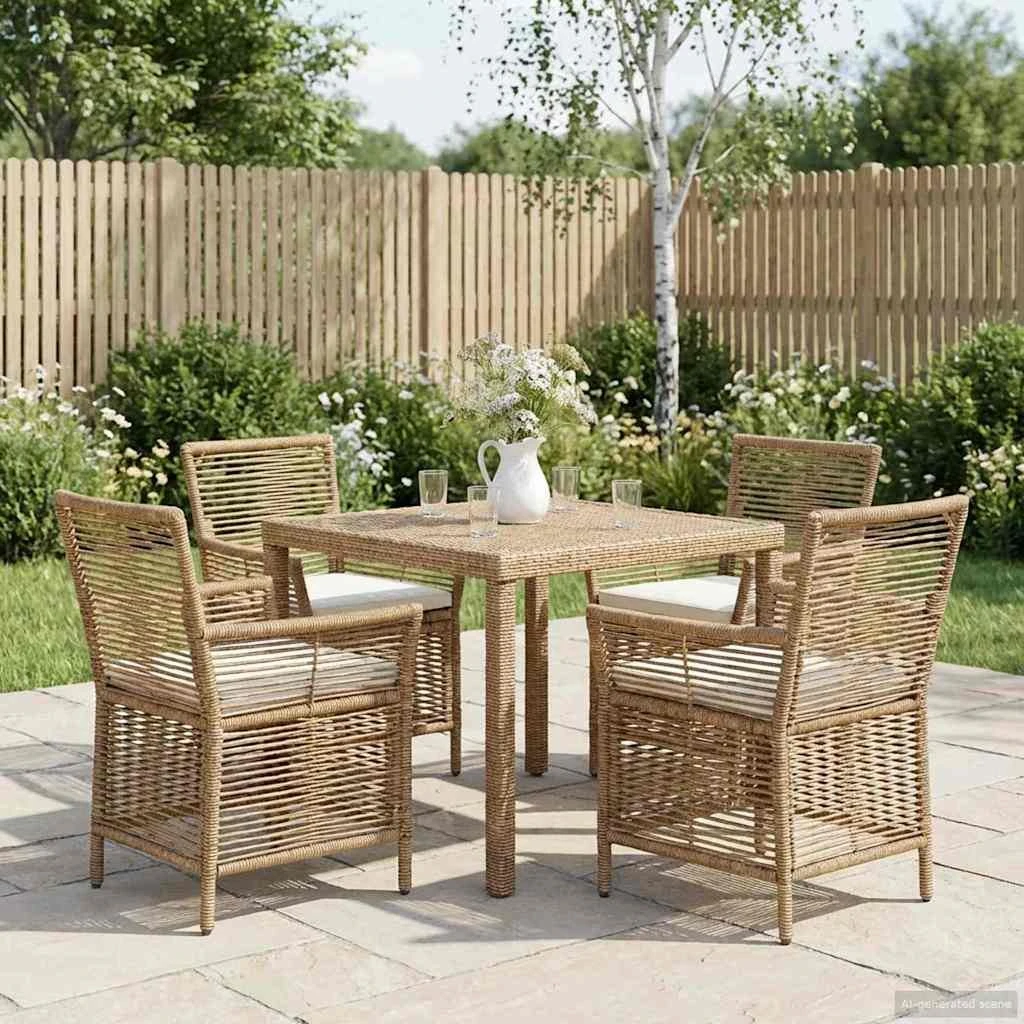 vidaXL Udestol 4 stk. i beige og creme polyrattan