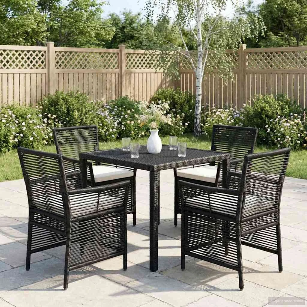 vidaXL Udestol 4 stk. Sort og Cream polyrattan