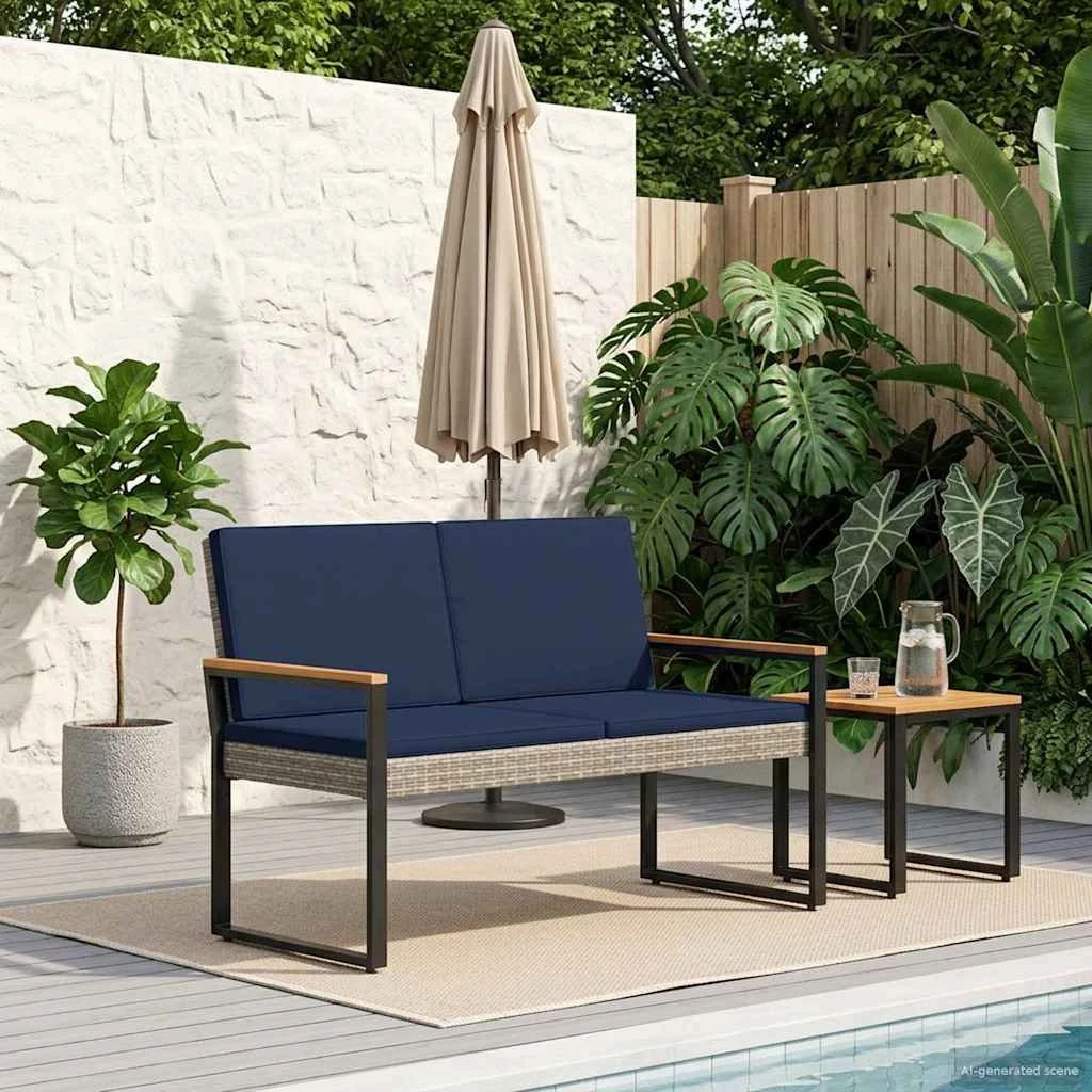 vidaXL 2-personers udendørs bænk i polyrattan, 107 x 61 x 80 cm
