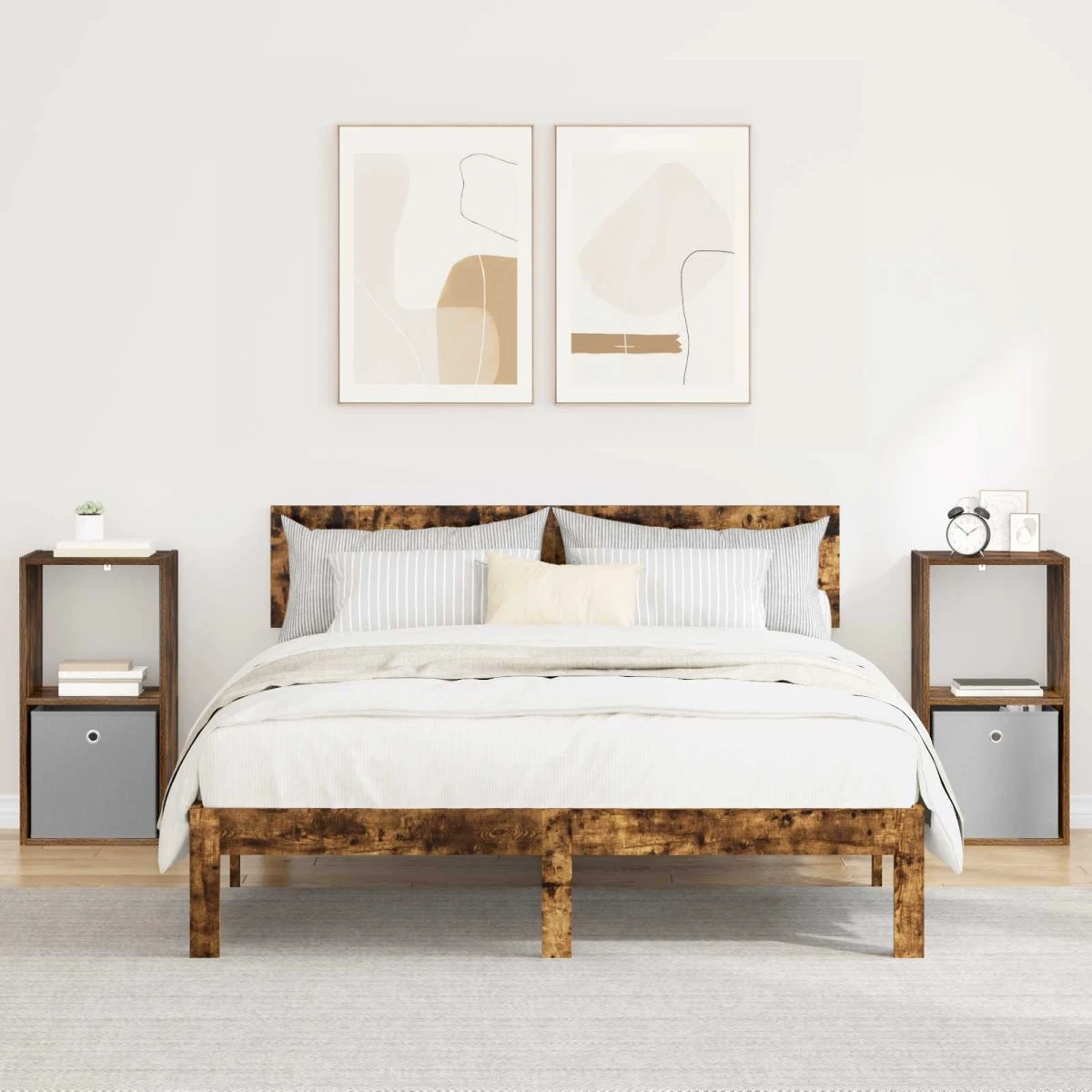 vidaXL Sengebord 2 stk. Røget eg 35 x 32 x 68,5 cm