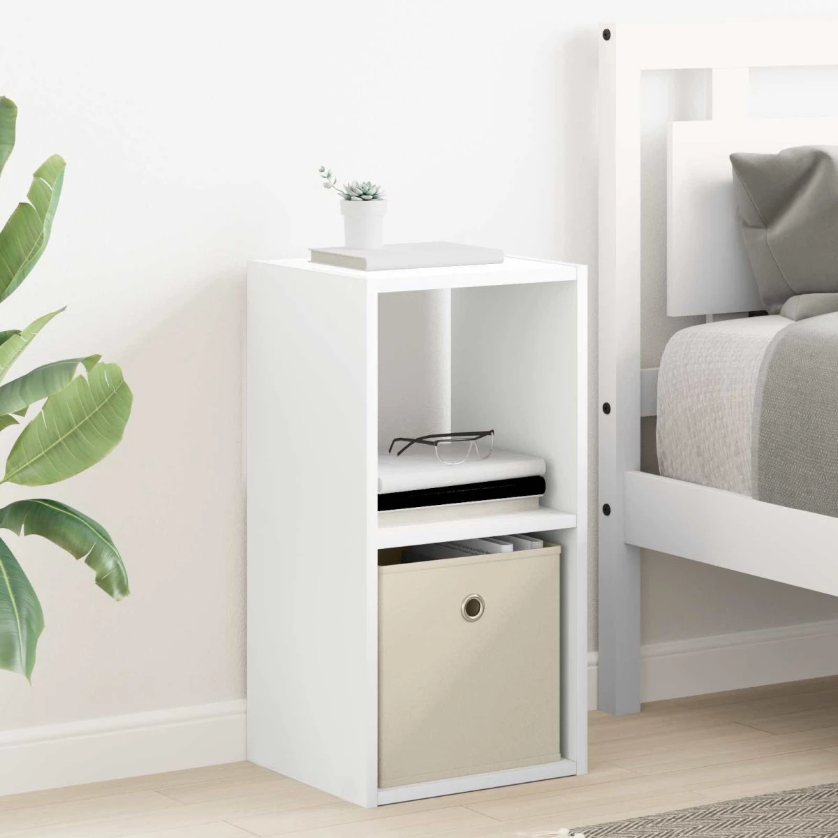 vidaXL Sengebord Hvid 30,5 x 27 x 59,5 cm - Konstrueret træ