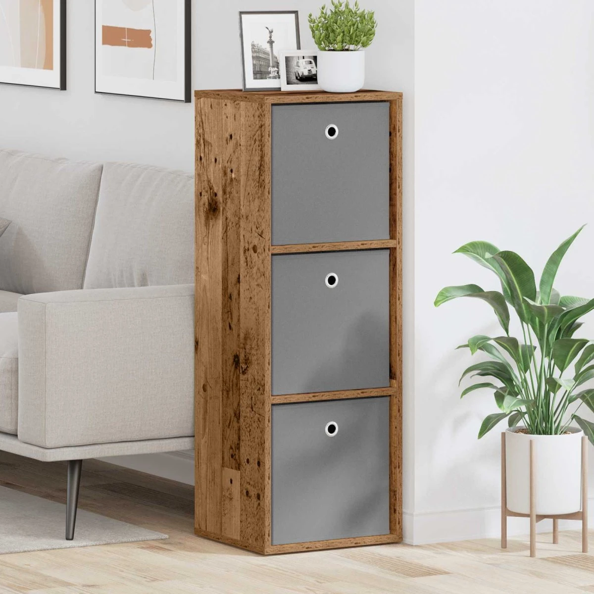 vidaXL Sideboard med skuffe i gammelt træ, 35 x 32 x 99,5 cm