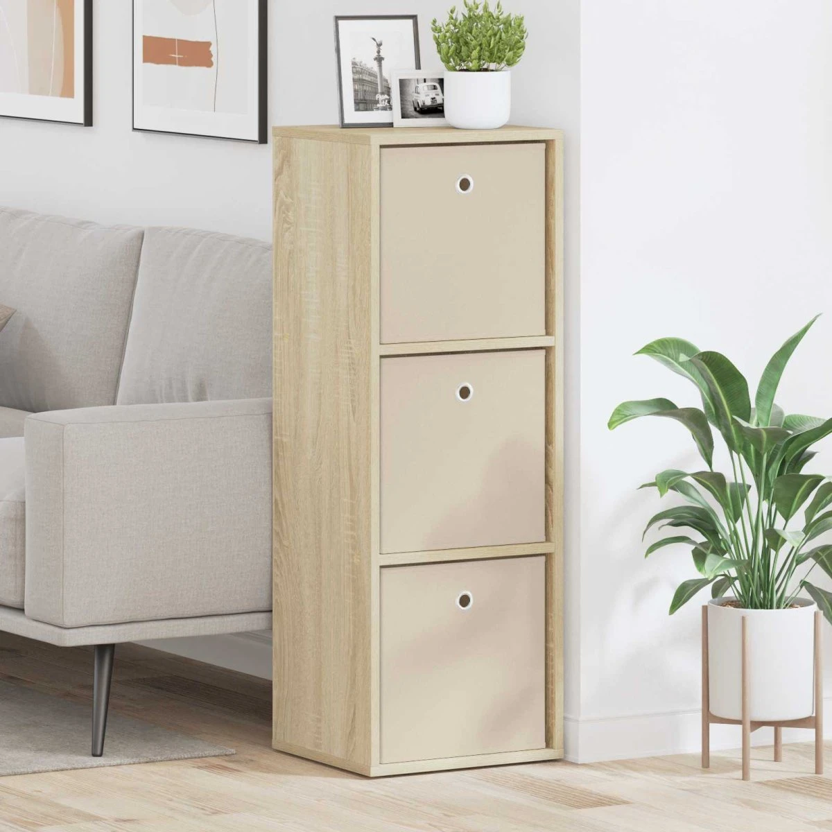 vidaXL Sideboard Sonoma eg, 35 x 32 x 99,5 cm med 3 skuffer