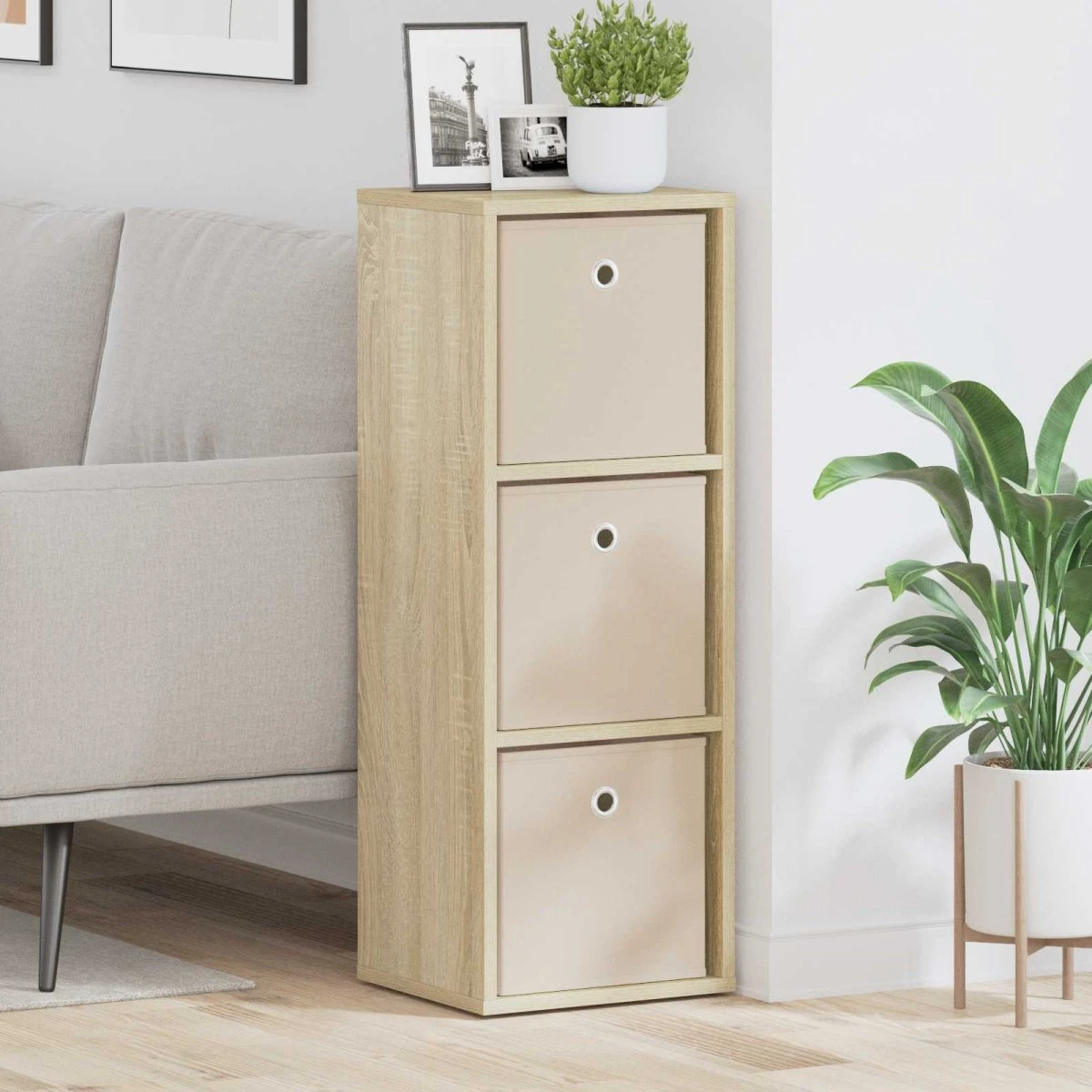 vidaXL Sideboard med 3 skuffer i Sonoma eg, 30,5 x 27 x 84,5 cm