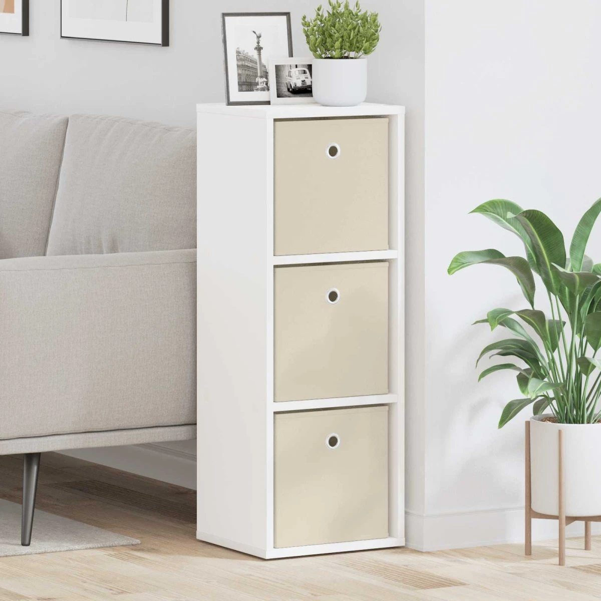 vidaXL Sideboard med 3 skuffer, hvid, 30,5 x 27 x 84,5 cm