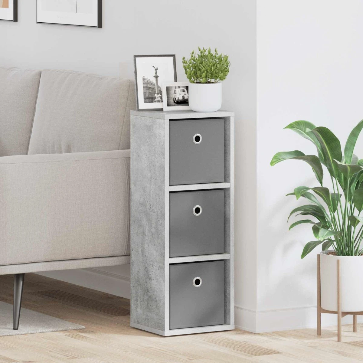 vidaXL Sideboard med 3 skuffer, Beton Grå, 25,5 x 22 x 69,5 cm