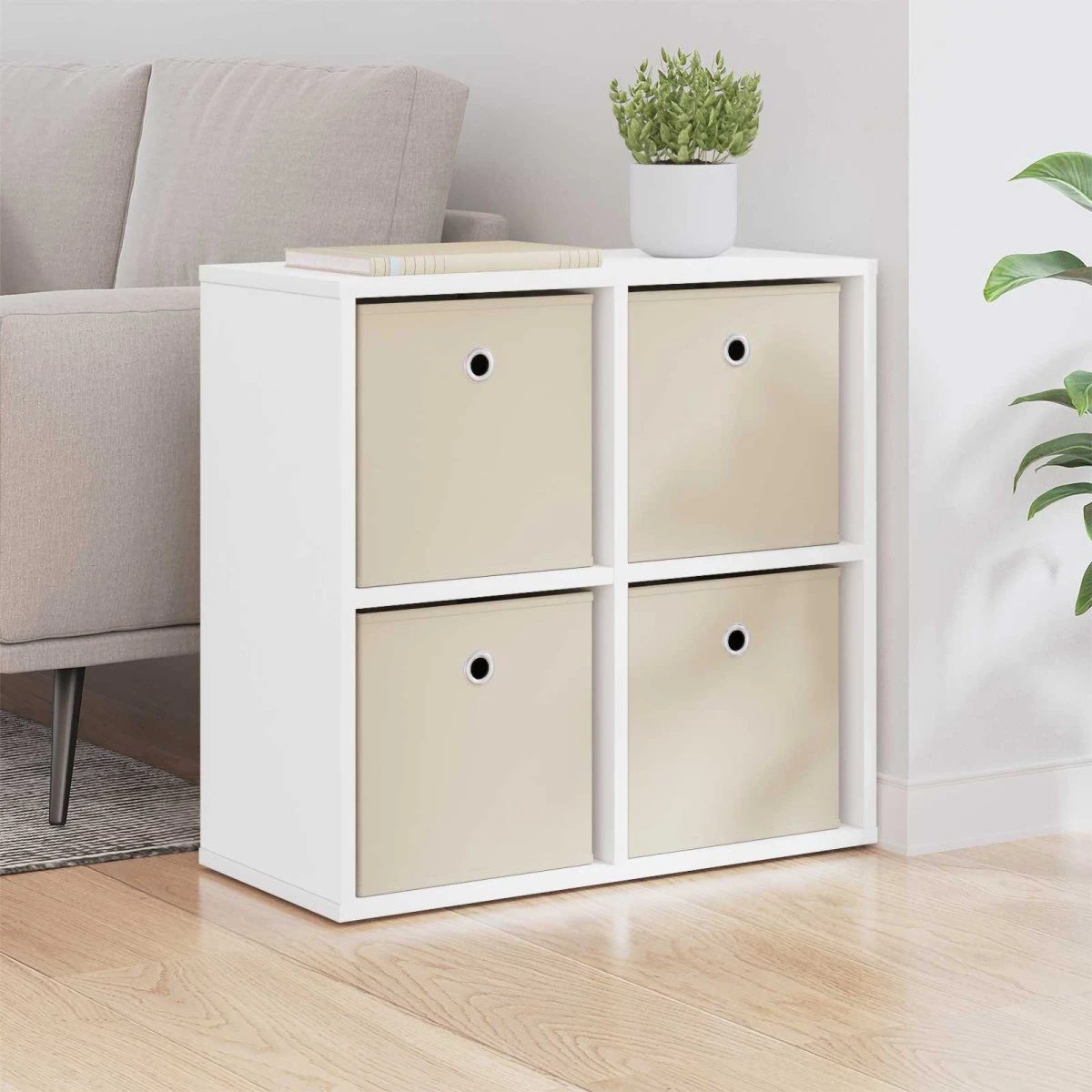 vidaXL Sideboard Hvid 59,5 x 27 x 57 cm med 4 skuffer