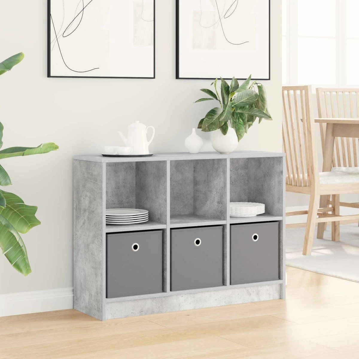 vidaXL Sideboard Beton Grå 88,5 x 27,5 x 63,5 cm