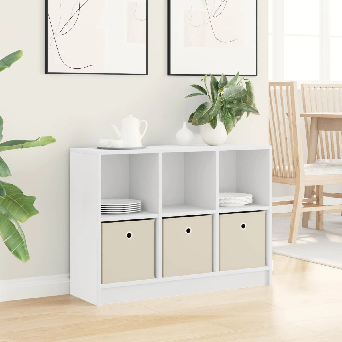 vidaXL Sideboard Hvid 88,5 x 27,5 x 63,5 cm
