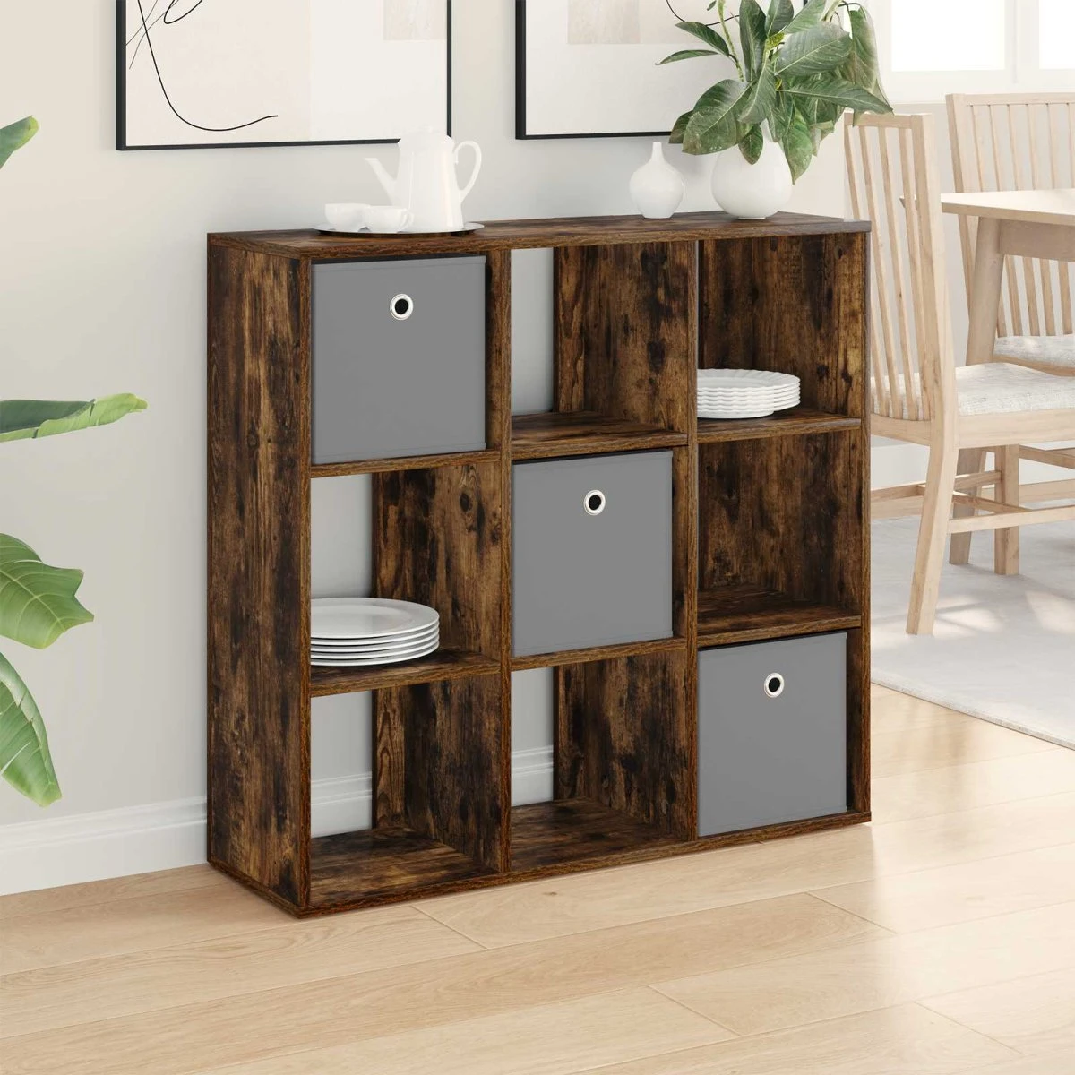 vidaXL Sideboard Røget eg, 88,5 x 29 x 84,5 cm