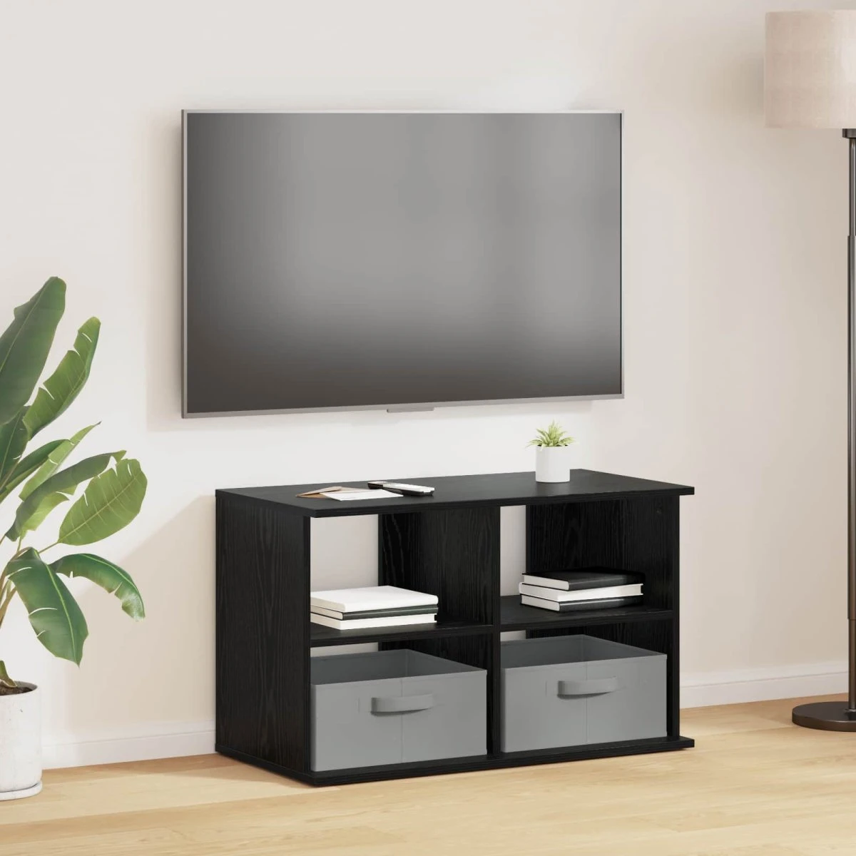vidaXL TV-stand med skuffer i sort eg, 79 x 40 x 48 cm