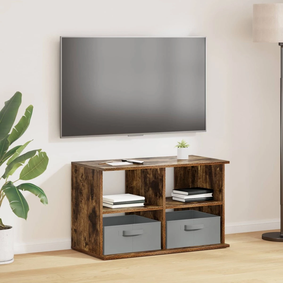 vidaXL TV-stand i røget eg, 79 x 40 x 48 cm