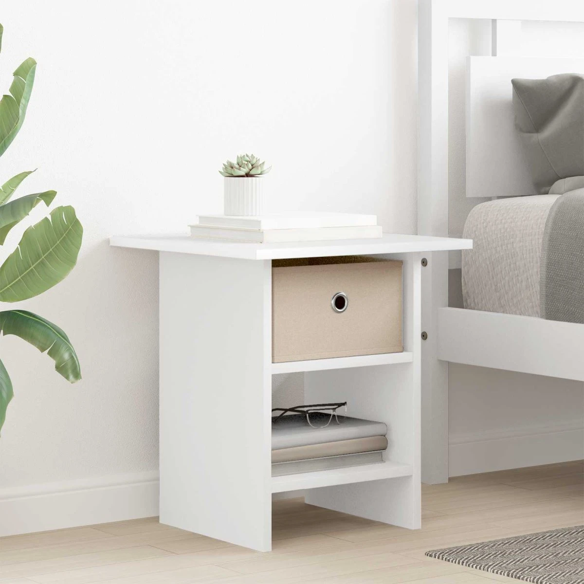 vidaXL Sengebord Hvid 41 x 40 x 45 cm med skuffe