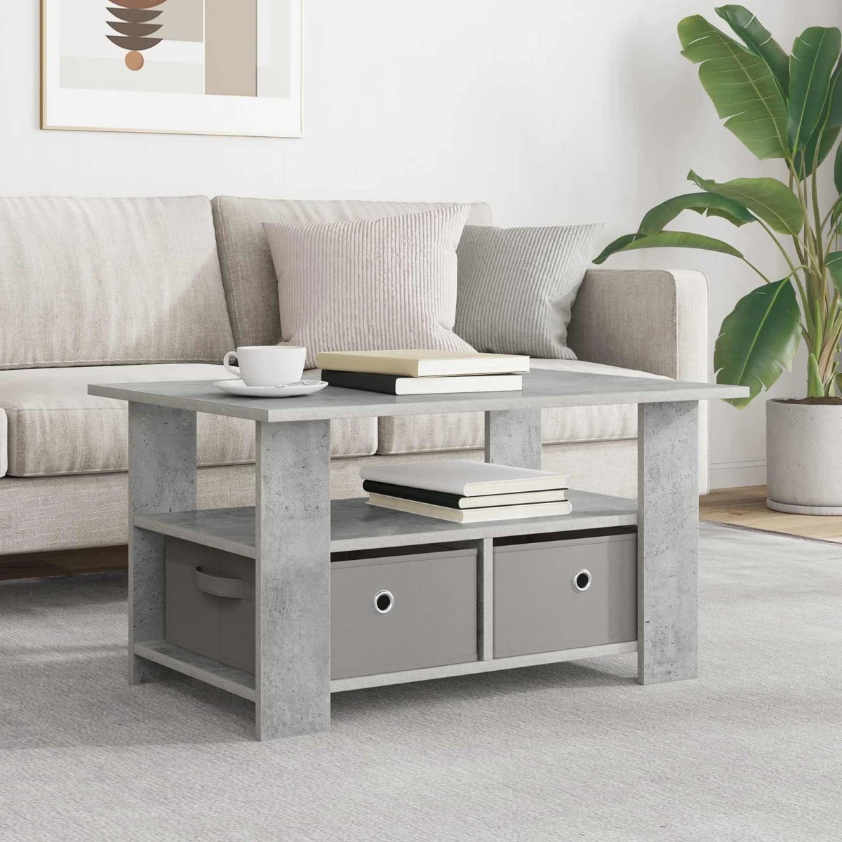 vidaXL Sofabord Beton Grå 77 x 55 x 42 cm