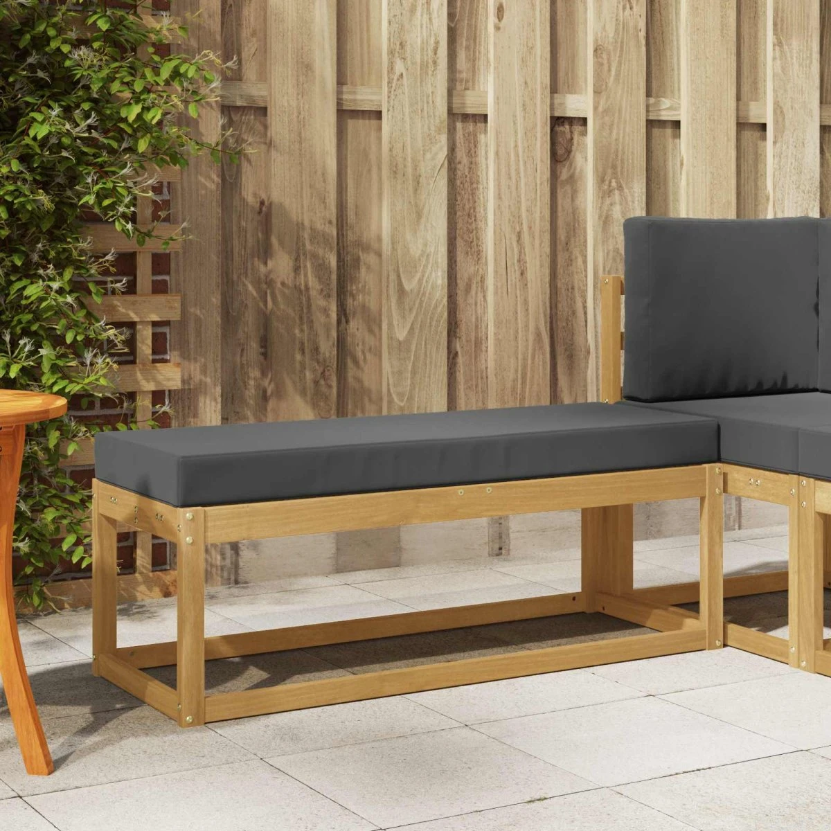 vidaXL Udendørs Skammel Bænk i Massivt Akacietræ, 115 x 43 x 45 cm