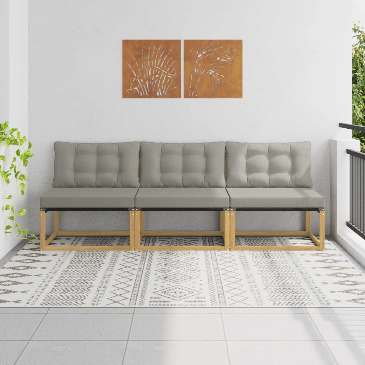vidaXL 3-personers mellem sofa i massivt akacietræ