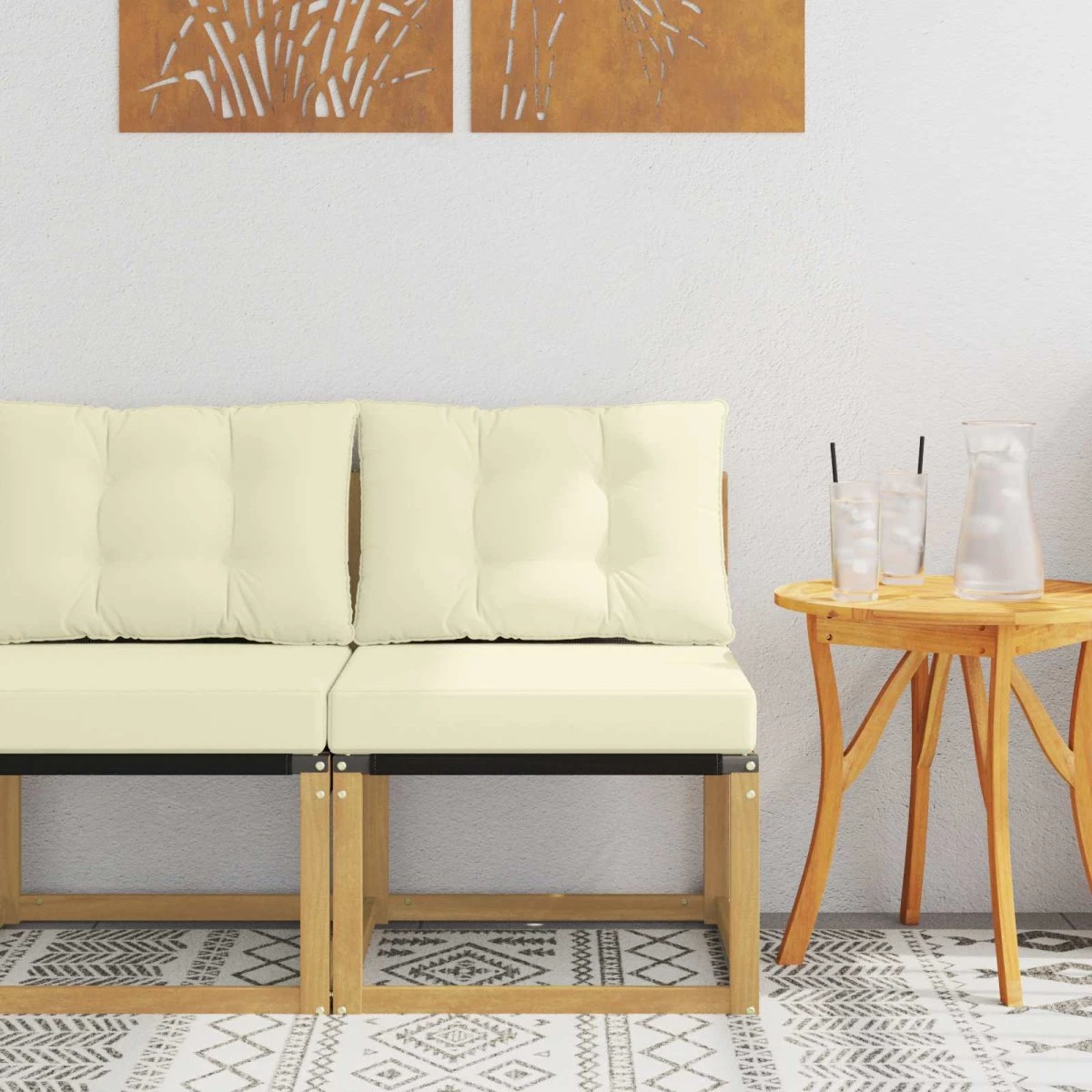 vidaXL Udendørs Mellem Sofa i Akacietræ og Textilene, Hvid