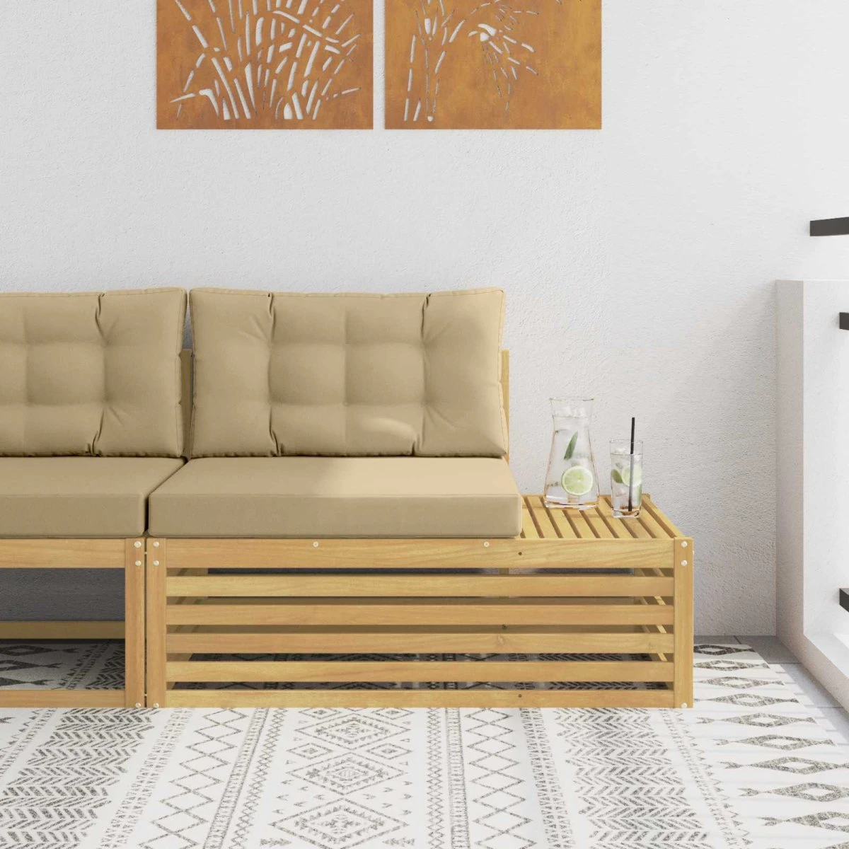 vidaXL Udendørs Modulsofa i Akacietræ, Hvid, 115 x 83 x 73 cm