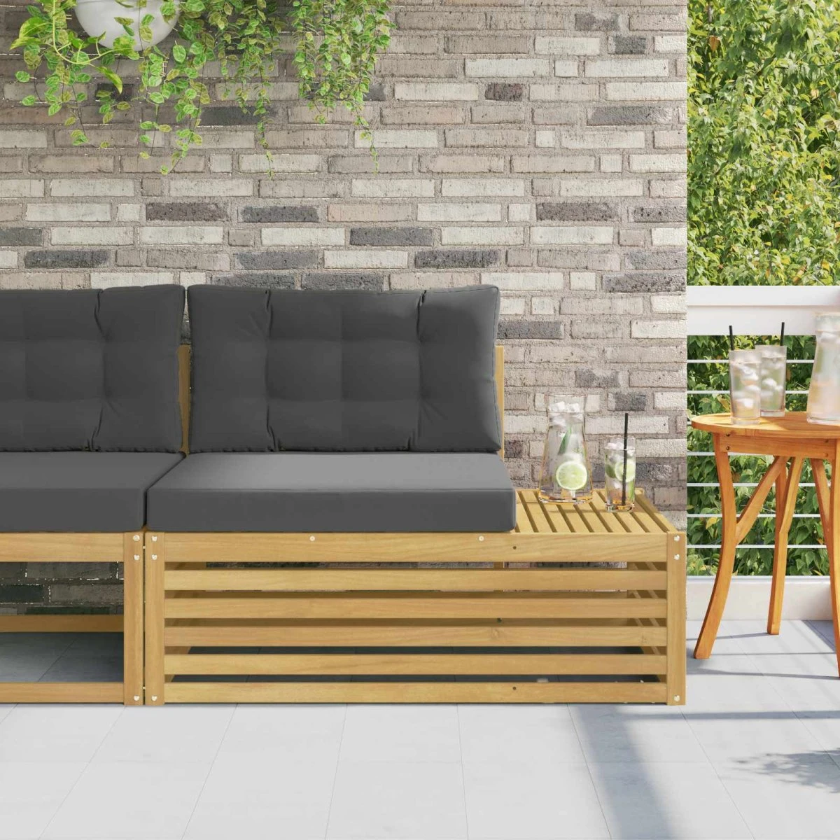 vidaXL Udendørs Modulsofa Hvid 115 x 83 x 73 cm i Akacietræ