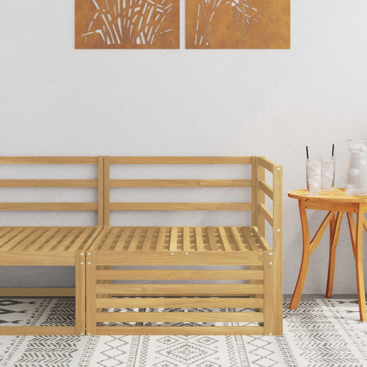 vidaXL Udendørs Hjørnesofa i Akacietræ, Hvid - 83 x 83 x 73 cm