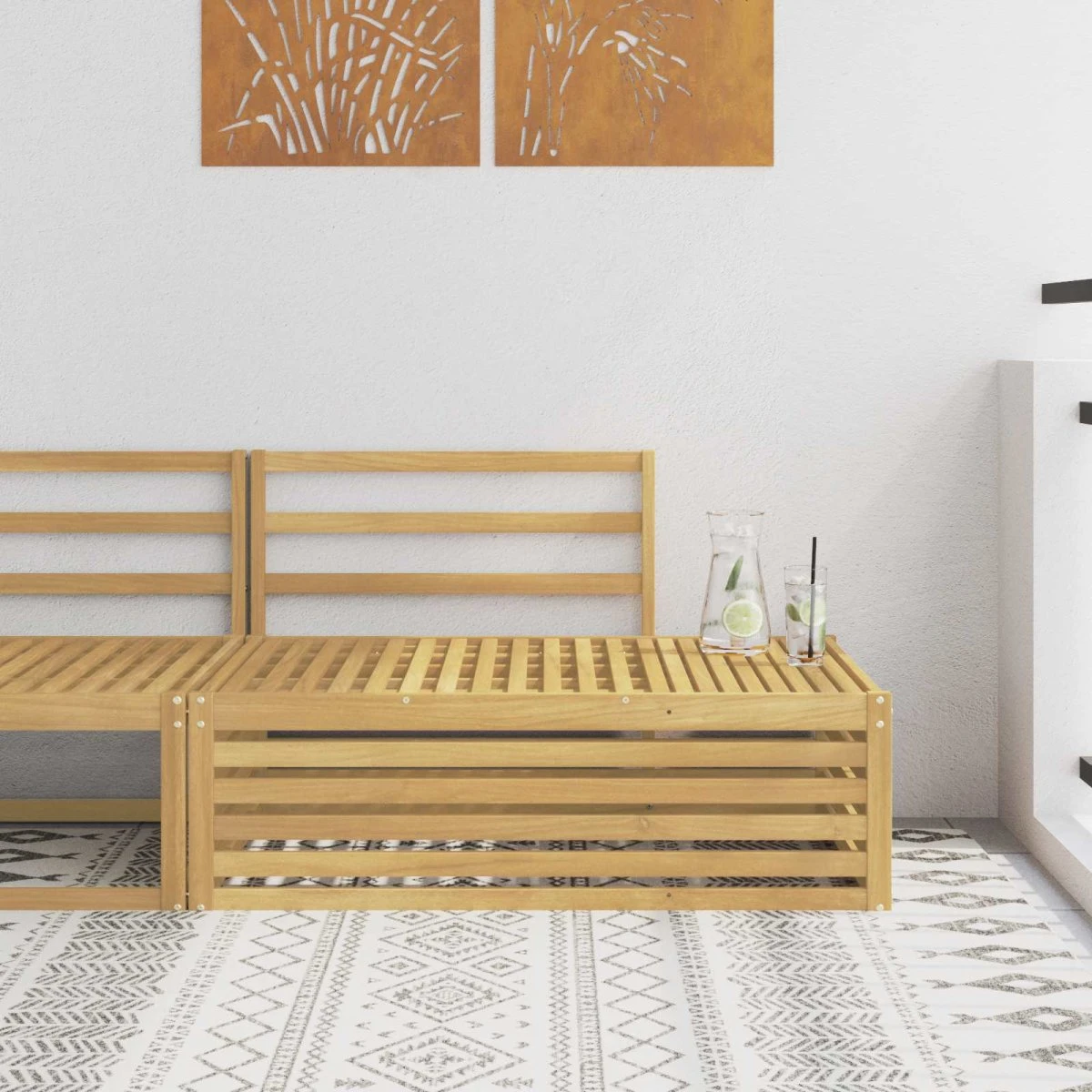 vidaXL Udendørs endesofa i hvidt akacietræ - 115 x 83 x 73 cm
