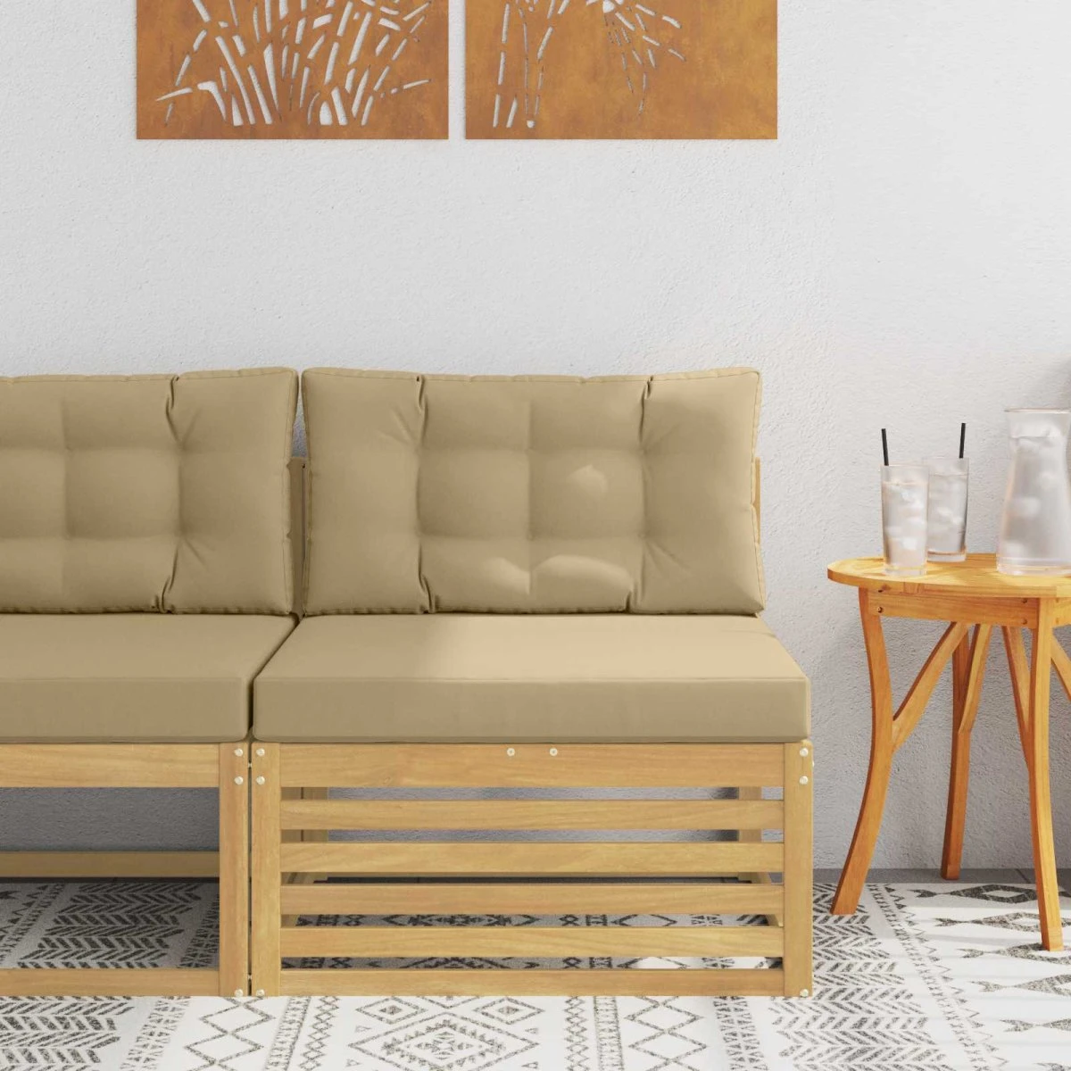 vidaXL Udendørs Mellem Sofa i Massivt Akacietræ, Hvid