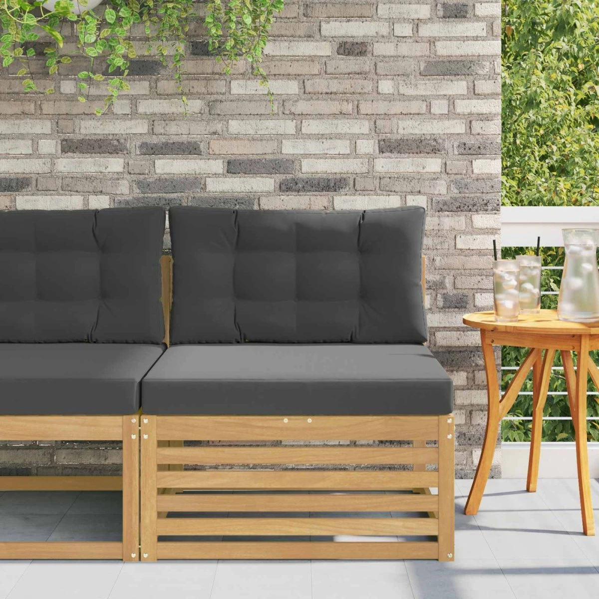 vidaXL Udendørs Mellem Sofa i Massivt Akacietræ, Hvid