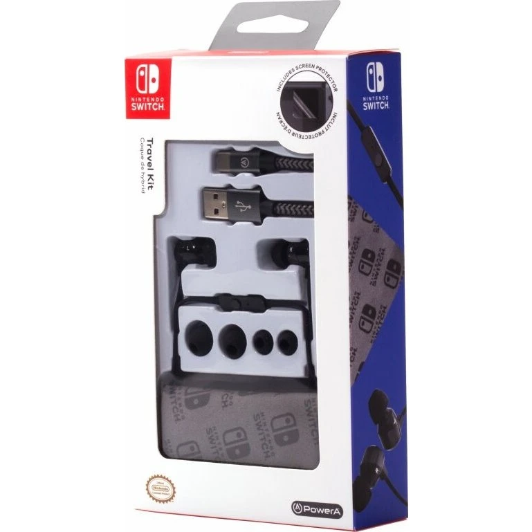 PowerA Nintendo Switch Travel Kit (USB-C, høretelefoner, skærmbeskytter)