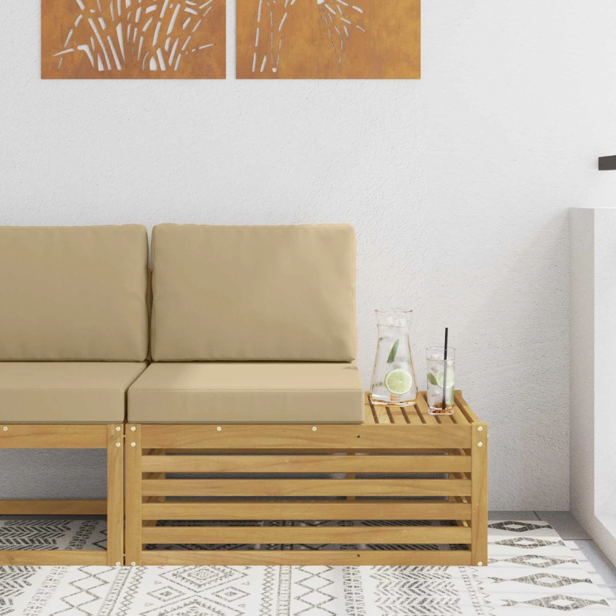 vidaXL Udendørs endesofa i massivt akacietræ, hvid, 91 x 63 x 73 cm