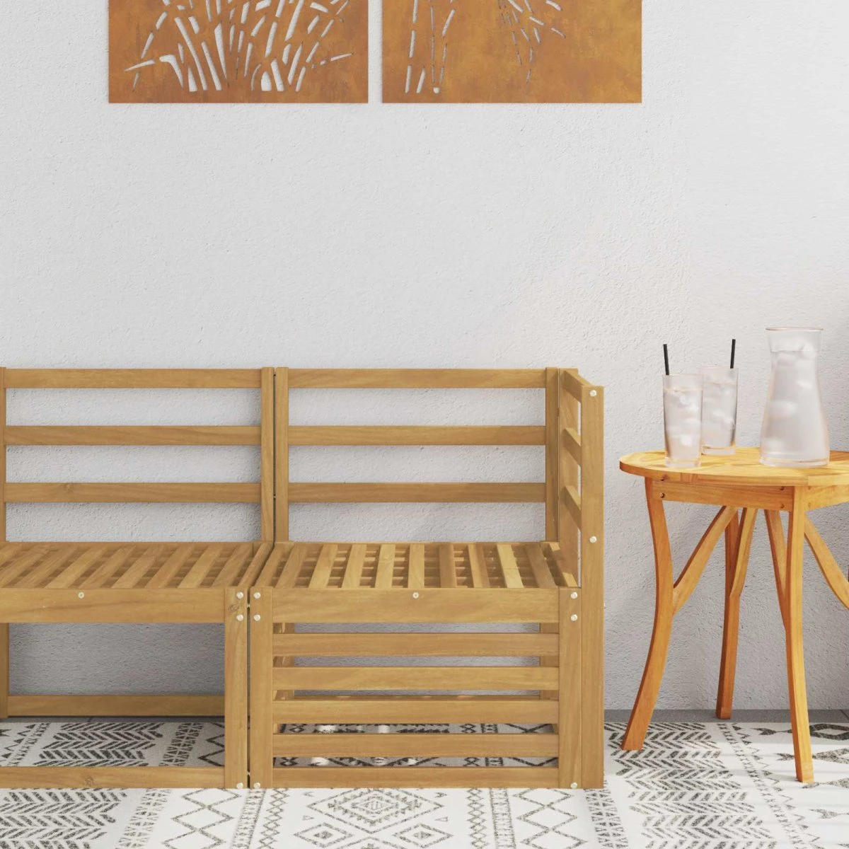 vidaXL Udendørs Hjørnesofa i Massivt Akacietræ, Hvid, 63x63x73 cm