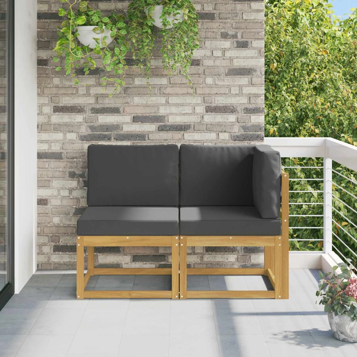 vidaXL Udendørs sofa 2 stk. i hvidt massivt akacietræ