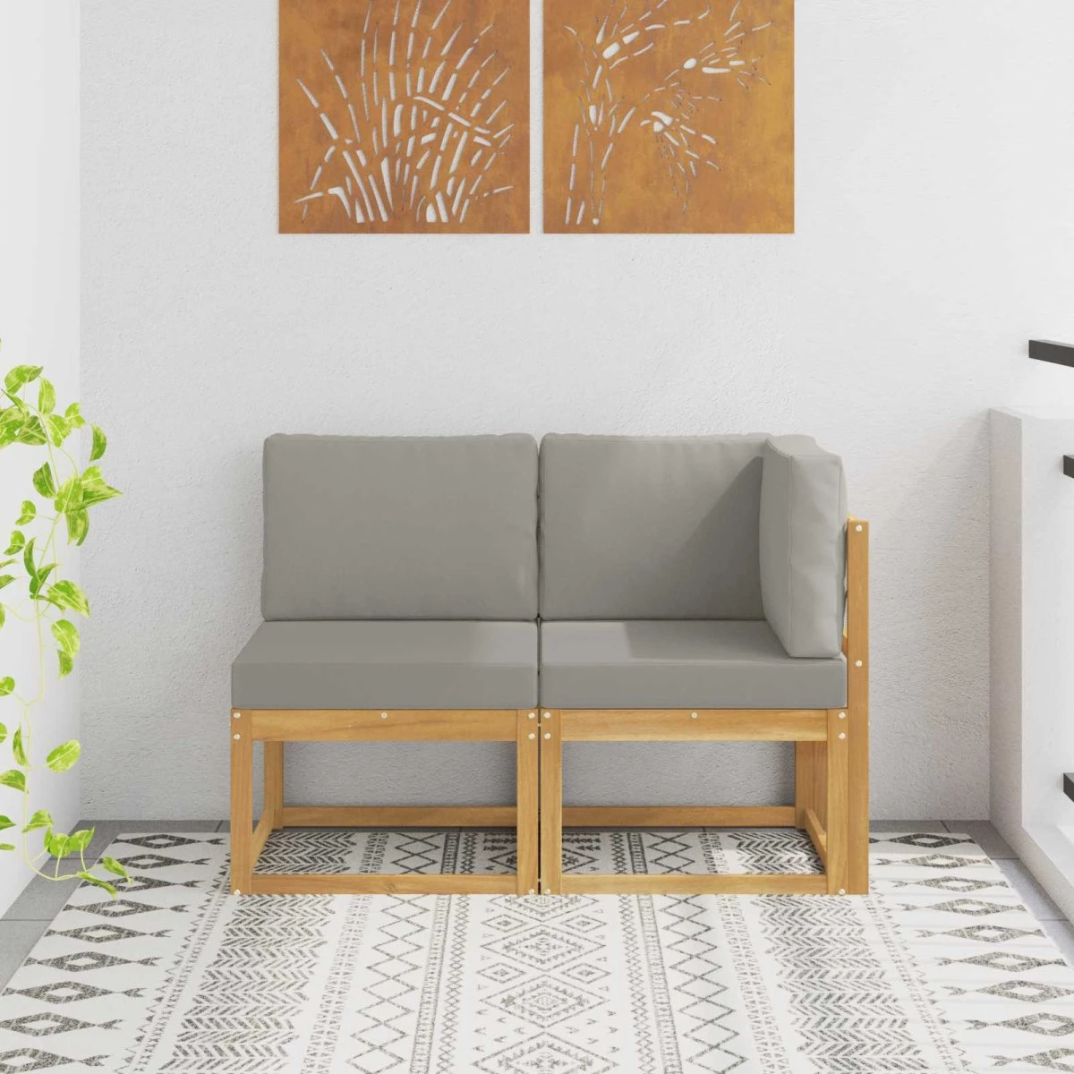 vidaXL Udendørs sofa i 2 dele - Hvidt massivt akacietræ