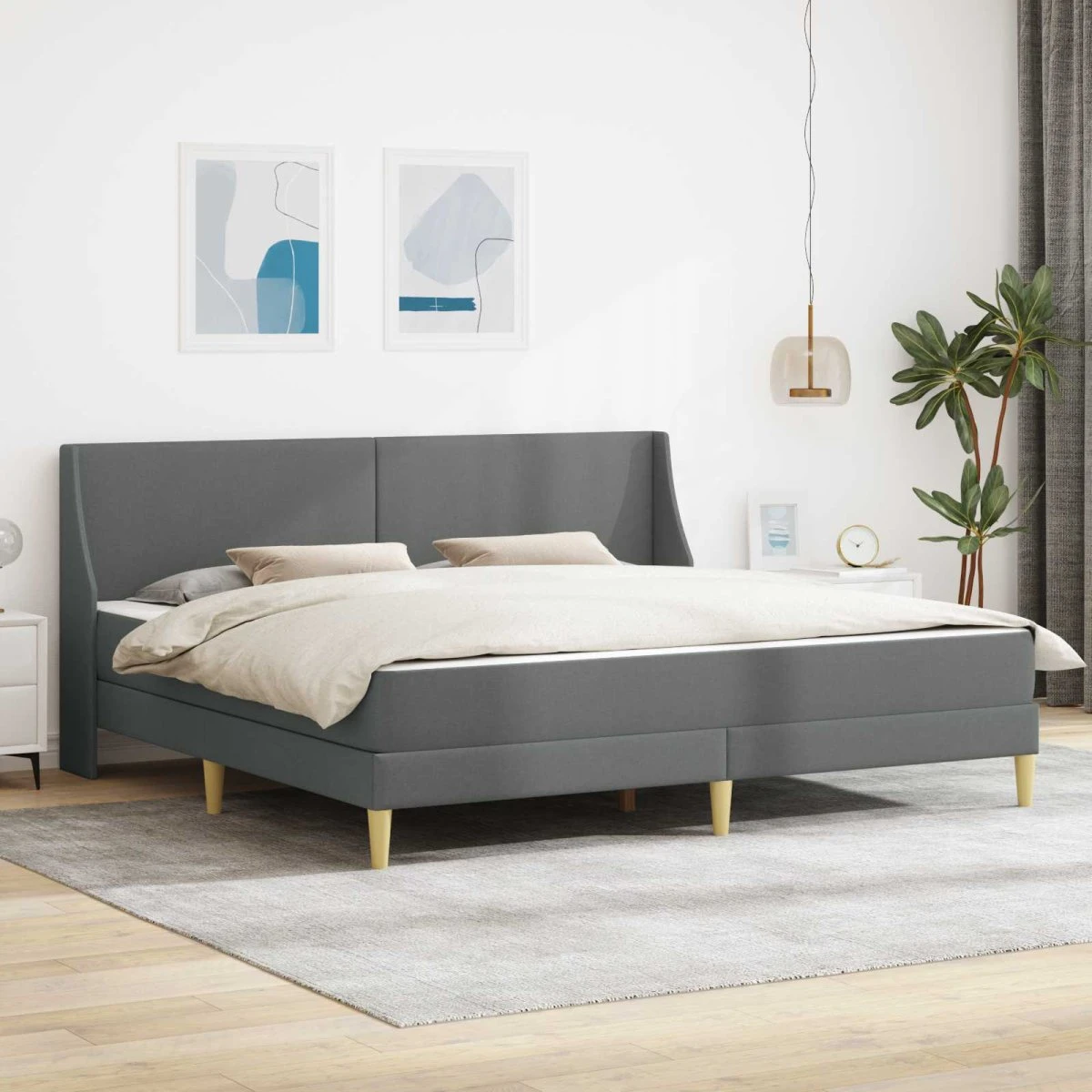 vidaXL Sengeramme med madras, mørkegrå, 180 x 200 cm