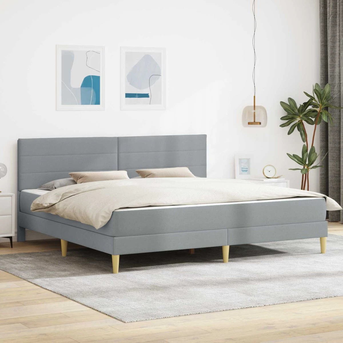vidaXL Sengeramme med madras Lysegrå 180 x 200 cm Stof