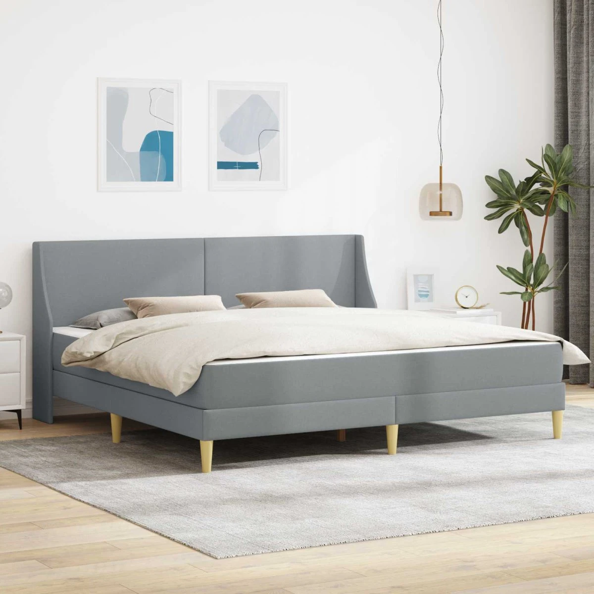 vidaXL Sengeramme med madras Lysegrå 180 x 200 cm